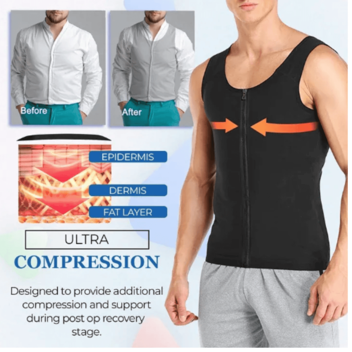 Men's Zipper Neoprene Slimming Shirt - Majbori