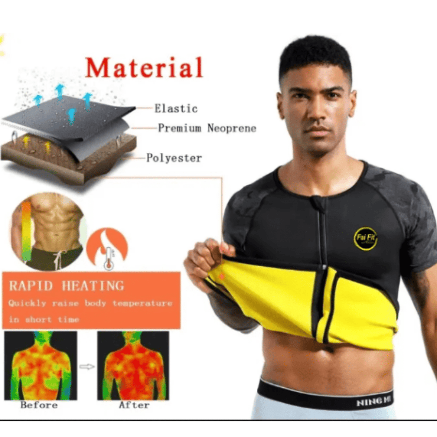 Unisex Neoprene Slimming Vest with Zipper - Majbori