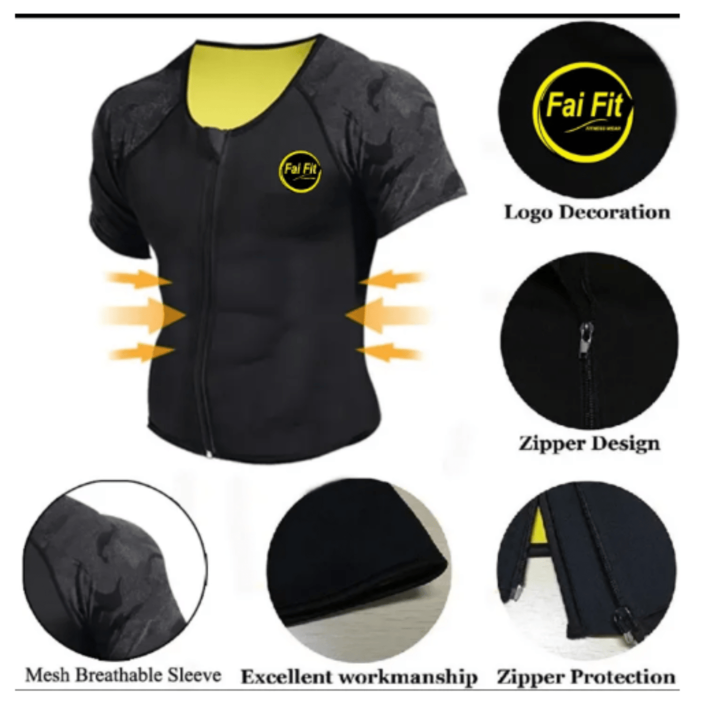 Unisex Neoprene Slimming Vest with Zipper - Majbori